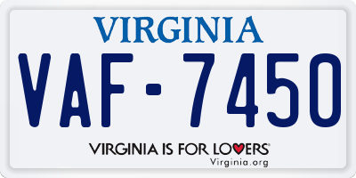 VA license plate VAF7450