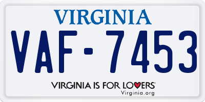 VA license plate VAF7453