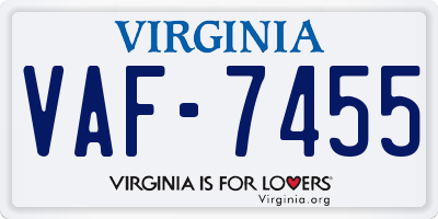 VA license plate VAF7455