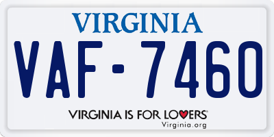 VA license plate VAF7460