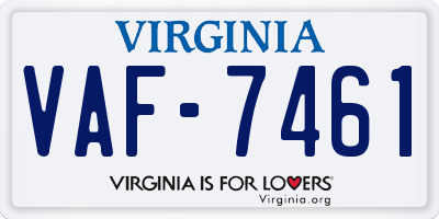 VA license plate VAF7461