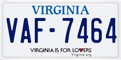 VA license plate VAF7464