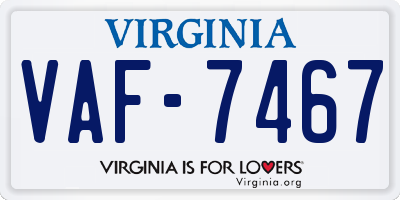 VA license plate VAF7467