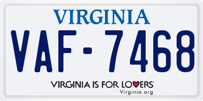 VA license plate VAF7468