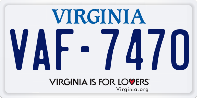 VA license plate VAF7470
