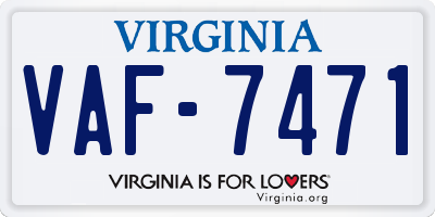 VA license plate VAF7471