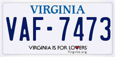VA license plate VAF7473