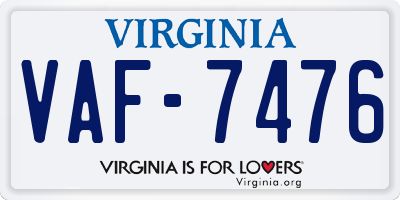 VA license plate VAF7476