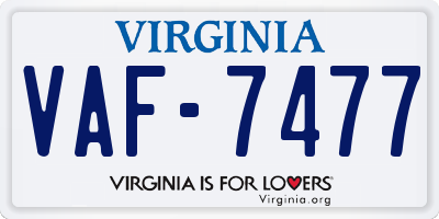 VA license plate VAF7477