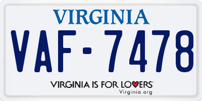 VA license plate VAF7478