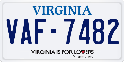 VA license plate VAF7482