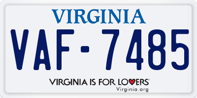 VA license plate VAF7485