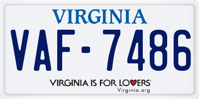 VA license plate VAF7486