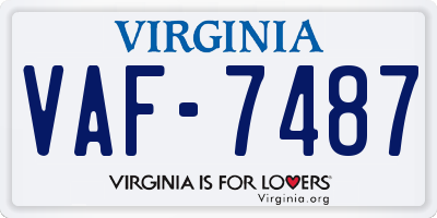 VA license plate VAF7487