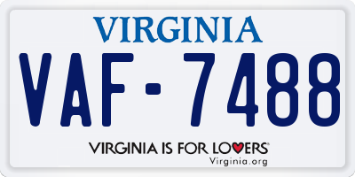 VA license plate VAF7488