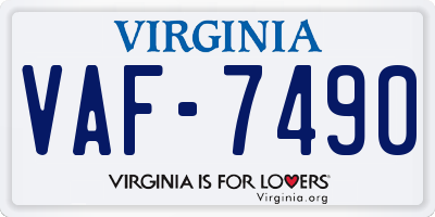 VA license plate VAF7490