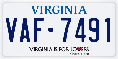 VA license plate VAF7491