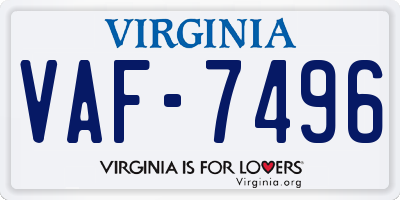 VA license plate VAF7496