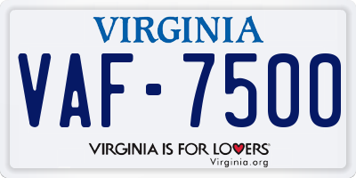 VA license plate VAF7500