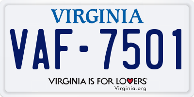 VA license plate VAF7501