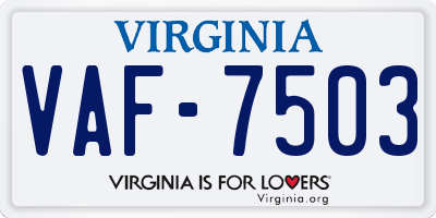 VA license plate VAF7503