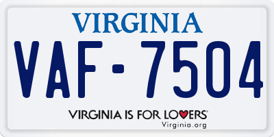 VA license plate VAF7504