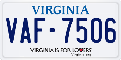 VA license plate VAF7506