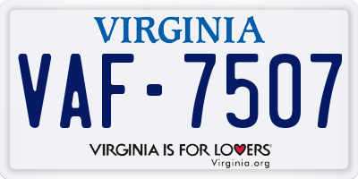 VA license plate VAF7507