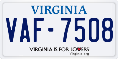 VA license plate VAF7508