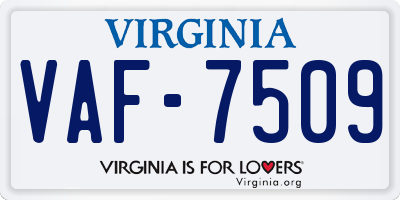 VA license plate VAF7509