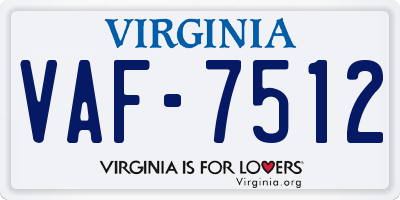 VA license plate VAF7512