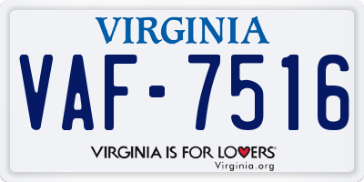 VA license plate VAF7516