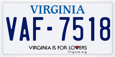 VA license plate VAF7518