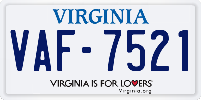 VA license plate VAF7521