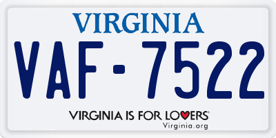VA license plate VAF7522