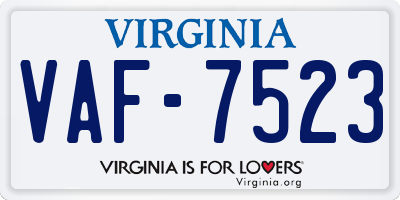 VA license plate VAF7523