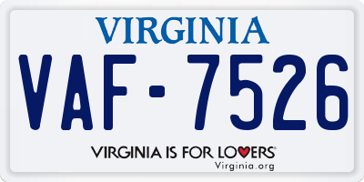VA license plate VAF7526