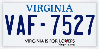 VA license plate VAF7527