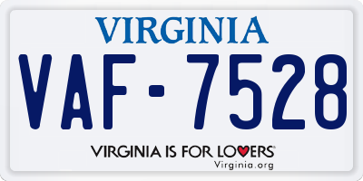 VA license plate VAF7528