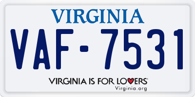 VA license plate VAF7531