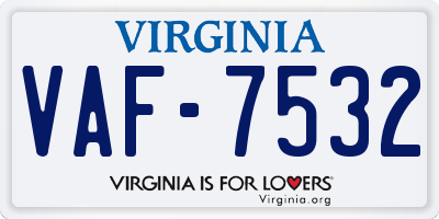 VA license plate VAF7532