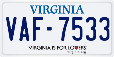 VA license plate VAF7533