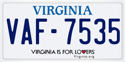 VA license plate VAF7535