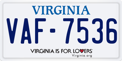 VA license plate VAF7536