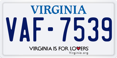 VA license plate VAF7539