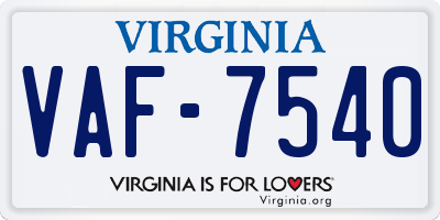 VA license plate VAF7540