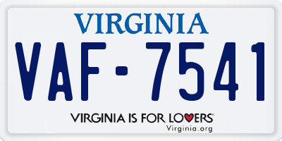 VA license plate VAF7541