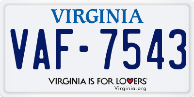 VA license plate VAF7543