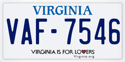 VA license plate VAF7546