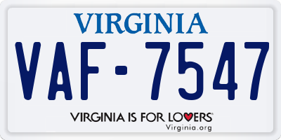VA license plate VAF7547